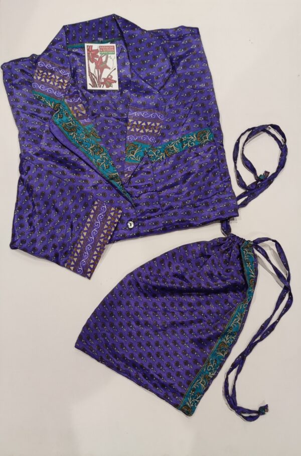 Purple recycled silk pyjamas Patchouli Fair