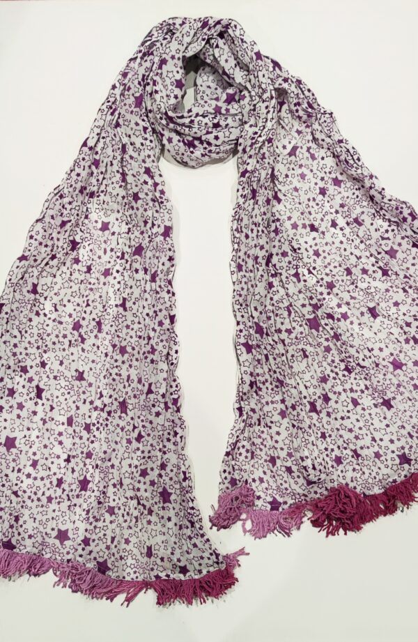 purple star print cotton scarf