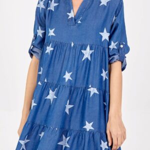 Denim Star Print Dress