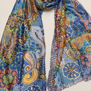 Aqua silky feel paisley scarf
