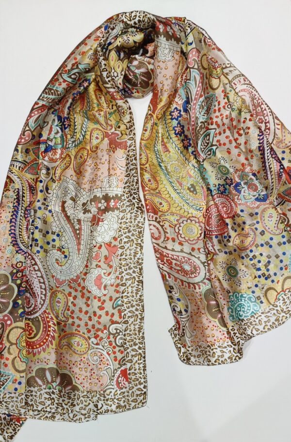 Pink paisley silky scarf