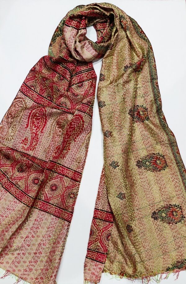 Khanta stitch silk scarf