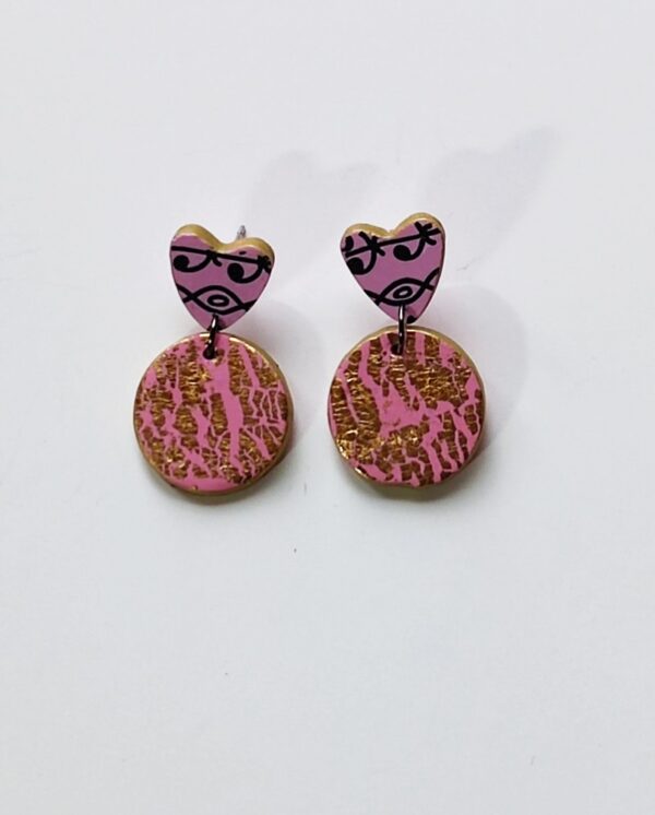 pink heart earring handmade