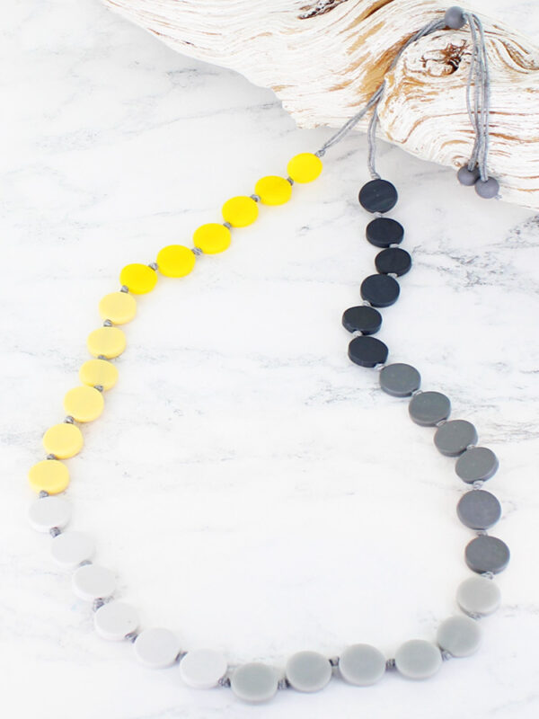 Suzie Blue Yellow Resin disc necklace