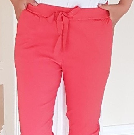 coral stretch trousers