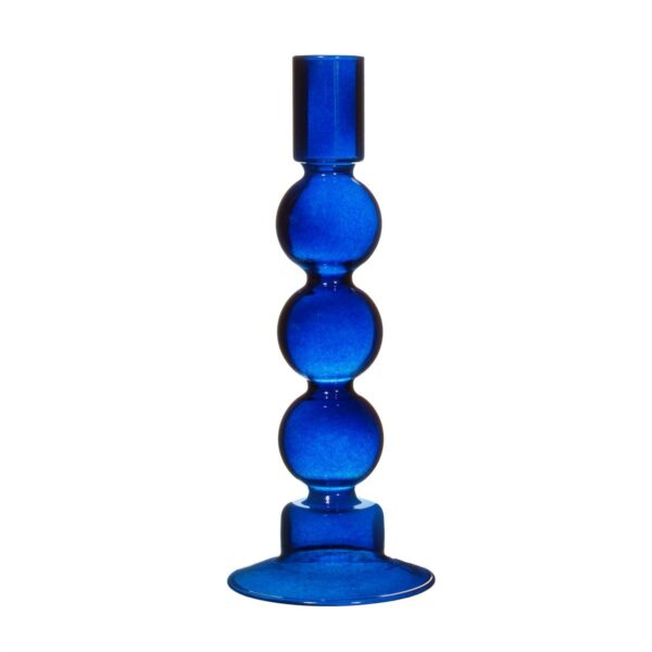 Blue bubble glass candlestick