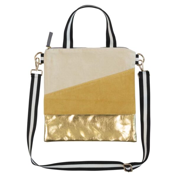 Gold velvet patchwork cross body bag