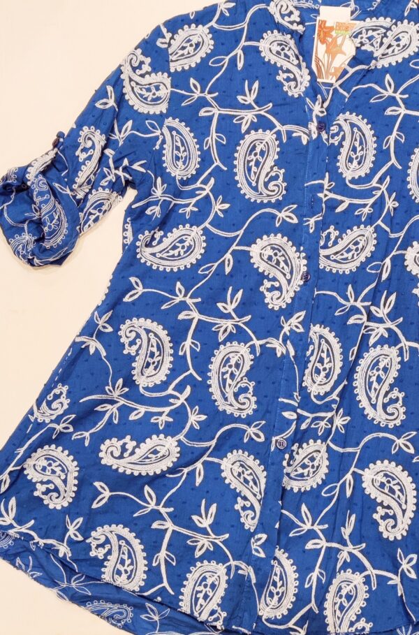blue cotton shirt with embroidery