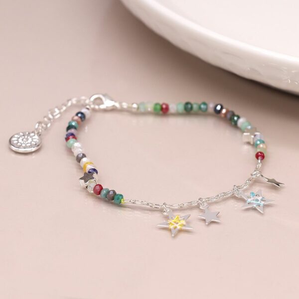silver stitched stars bracelet