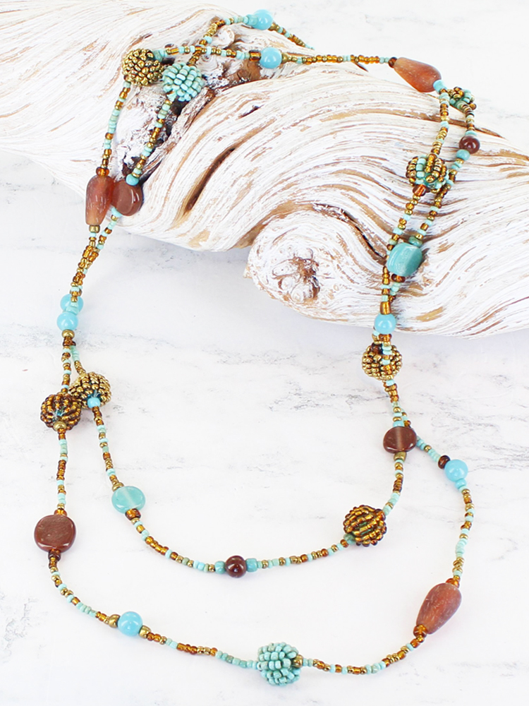 Flower beaded necklace | Necklaces | Accessories | Namaste Fair Trade |  Namaste-UK Ltd