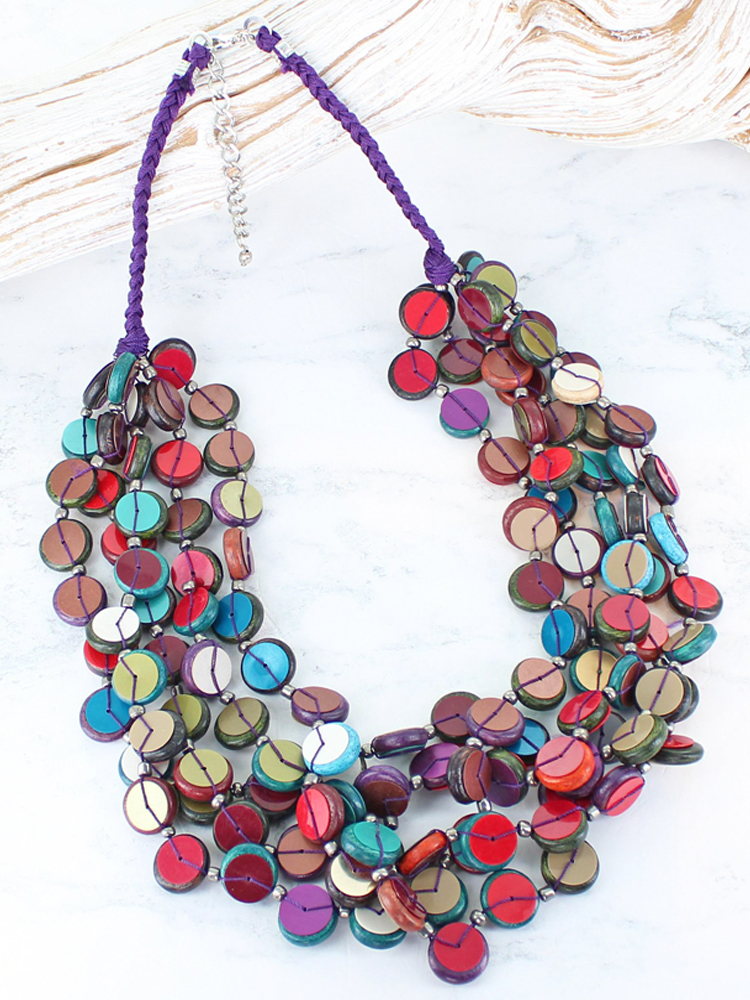 Suzie Blue Plum Chunky Sequin Necklace - Rainbow and Spoon Boutique