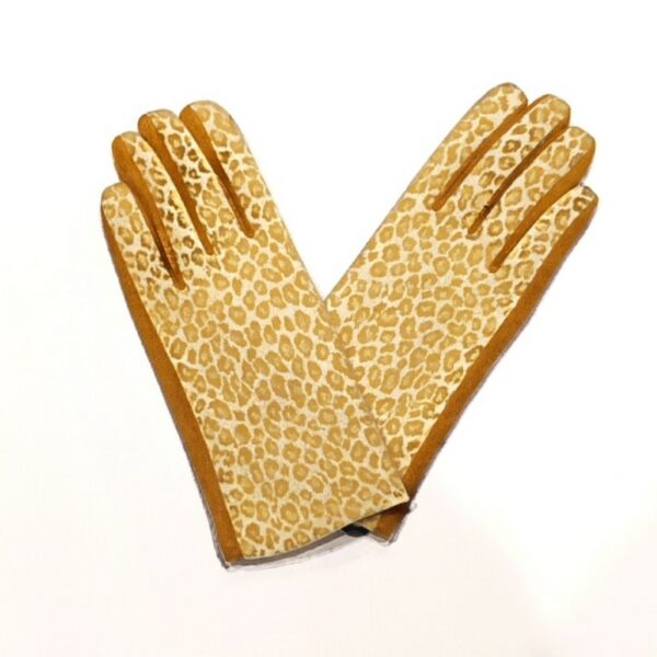 mustard leopard print gloves
