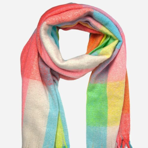 pastel checks wide blanket scarf