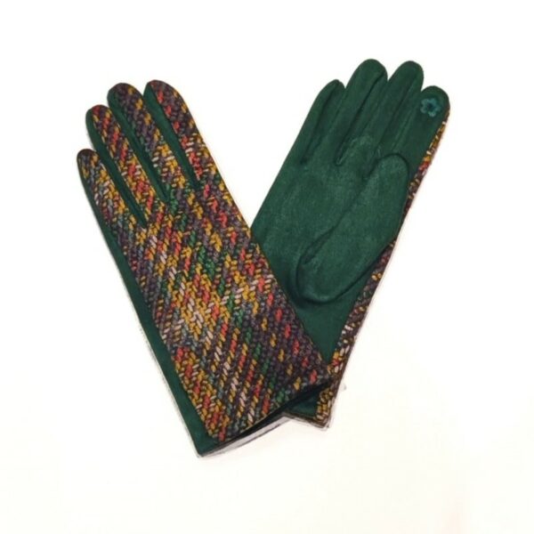 green recycled tweed gloves