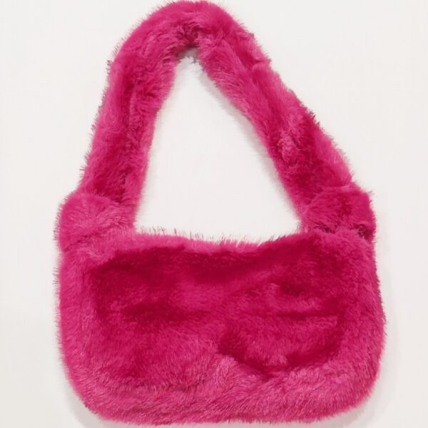 pink faux fur handbag