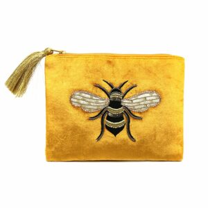 gold velvet bee pouch