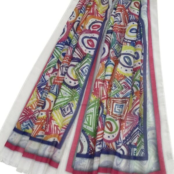 multi colour graphic print scarf