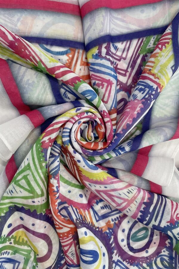 multi coloured graphic print scarf