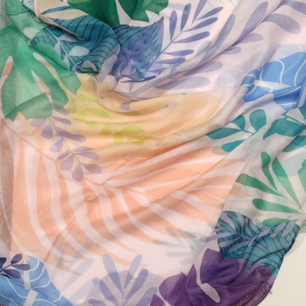 layered leaf print scarf