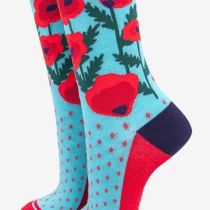 red poppy bamboo socks