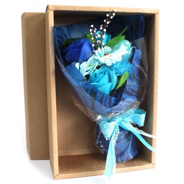 blue soap flowers bouquet