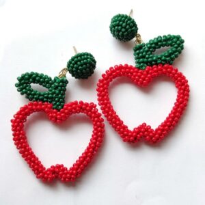 handmade bead apple earrings