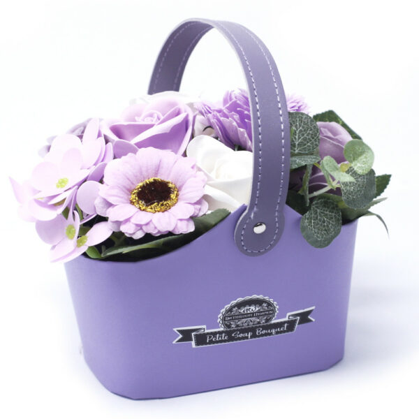 lilac soap flowers basket