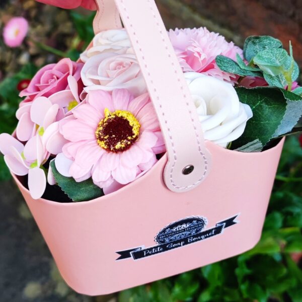pink soap flower basket