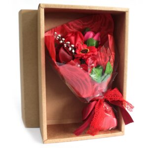 red soap flowers bouquet