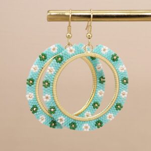 blue bead hoop earrings