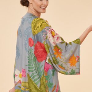 Powder floral jungle kimono