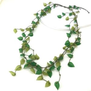 green tiny leaf necklace
