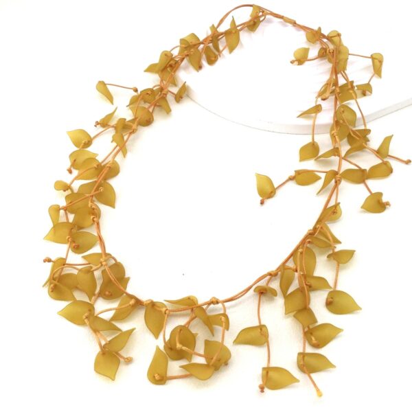 mustard tiny leaf necklace