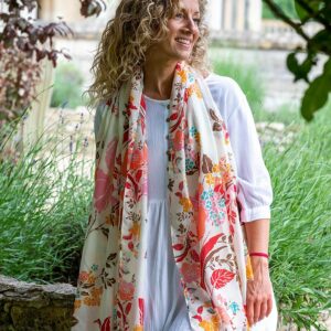 ivory floral print scarf