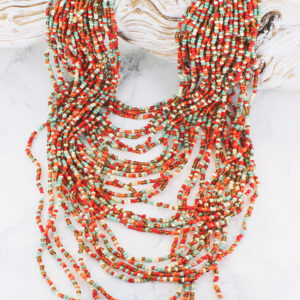 red multi strand necklace