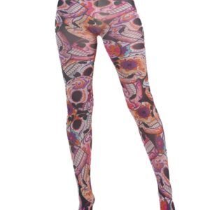 mandala skull printed tights