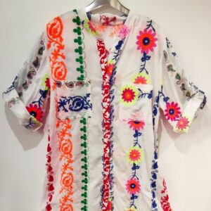 embroidered cotton long shirt