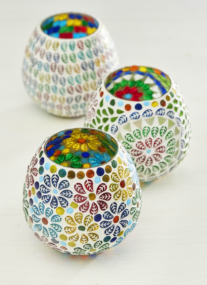 mosaic glass tealight holder