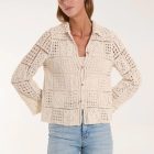 crochet button front jacket