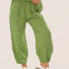 linen barrel leg trousers
