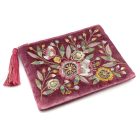 floral embroidered velvet pouch