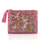 floral embroiderd velvet pouch