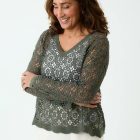 khaki cotton crochet top