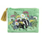 embroidered badger velvet pouch