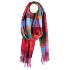 raspberry check blanket scarf