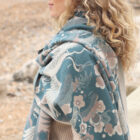 teal crane pashmina wrap