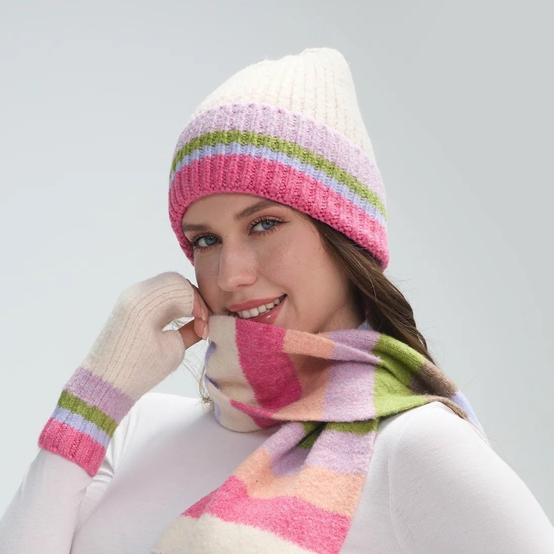 cream thick knit hat Rainbow and Spoon Oxford cream thick knit hat