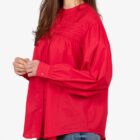 red cotton pintuck shirt