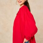 red cotton pintuck shirt