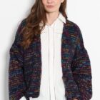 navy rainbow knit cardi
